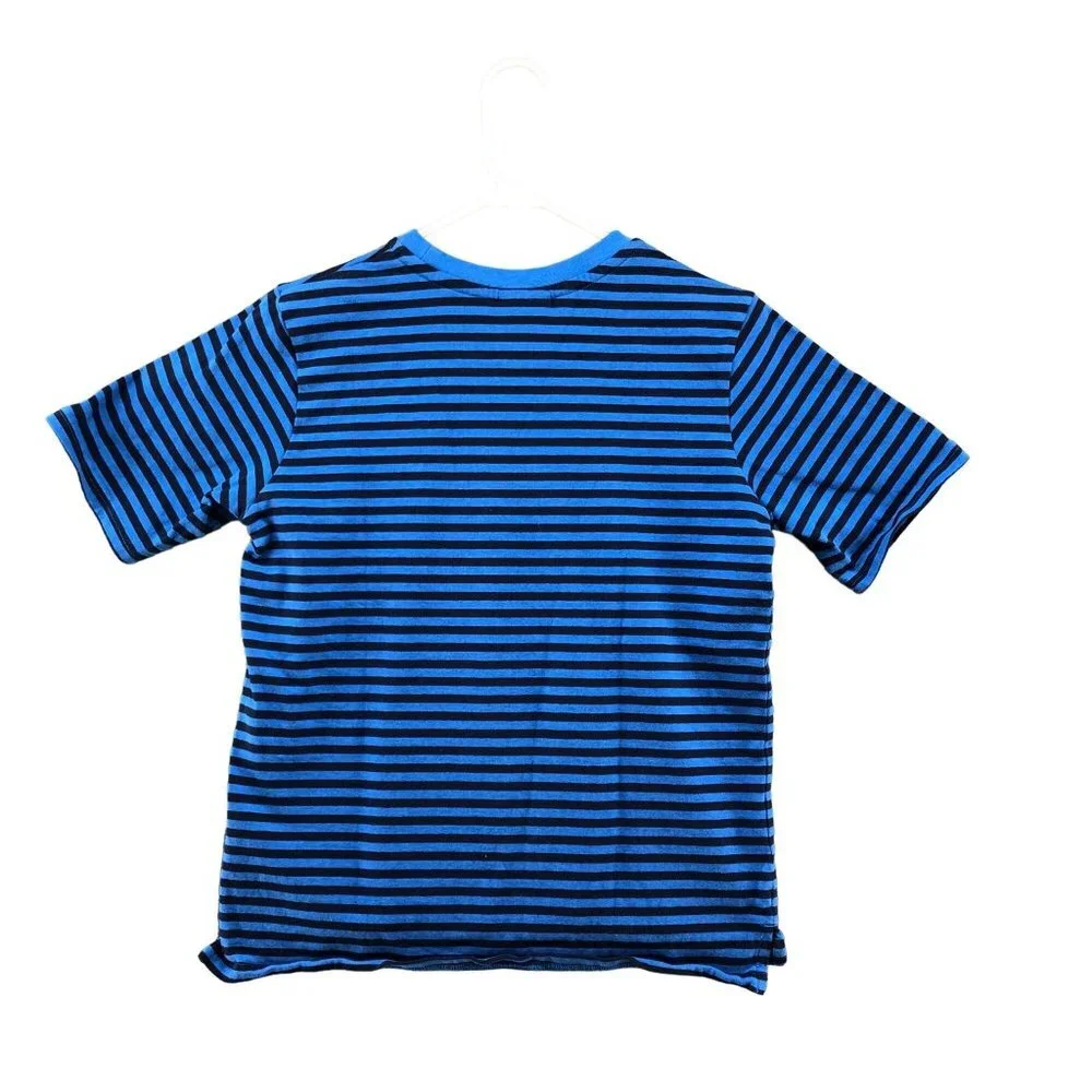 Nike‎ Air Kids XL Striped Blue Black Logo T Shirt Short Sleeve Crew Neck